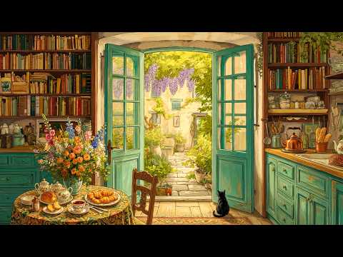 Vintage Jazz Playing in Another Room on a Peaceful 1950s Morning | Cottage Garden Vibes