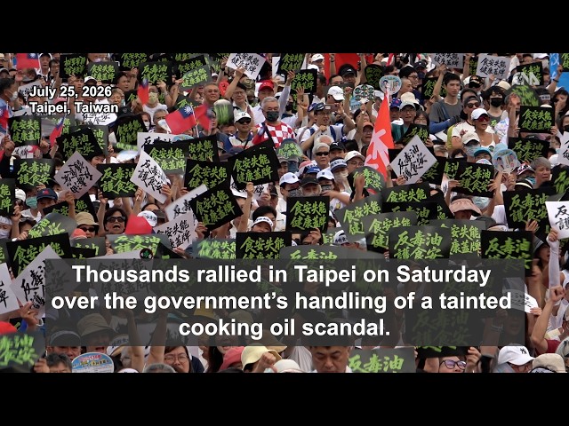 Thousands rally in Taipei over tainted cooking oil scandal