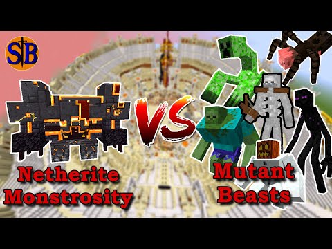 Netherite Monstrosity (L_ender's cataclysm) vs Mutant Beasts Monsters | Minecraft Mob Battle