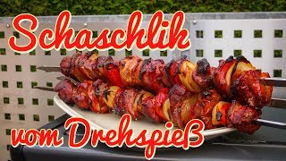 Schaschlik vom Spieß - mit horizontalem Grillspießaufsatz