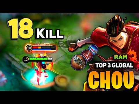 EXP LANE! Chou Best Build 2023 [ Chou Gameplay Top Global ] By Ram - Mobile Legends