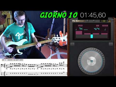 Giorno 10 riff 4 Plettro Routine Challenge per Bassisti in 2 settimane (come studiare con metodo)