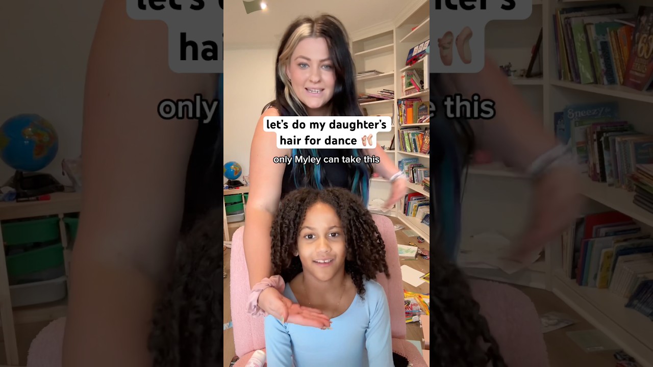 get ready with us for dance 🩰✨ #grwus #grwm #hairtutorial #dancemom #motherdaughter #shorts