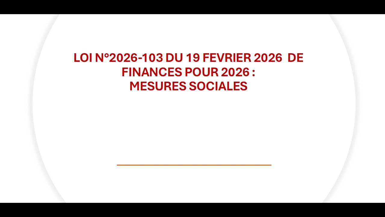Réunion d'actu mars 2026 - Loi de finance 2026