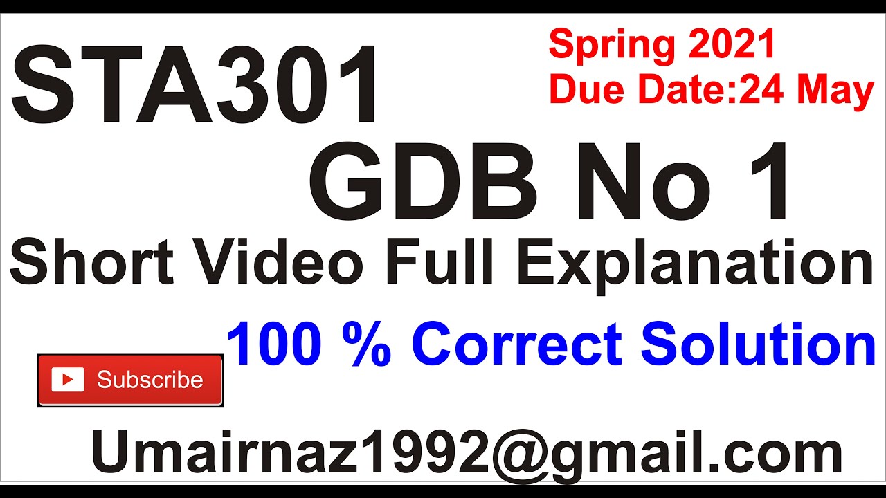 STA301 GDB 1 Solution Spring 2021 || STA 100% Correct GDB Solution