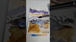 Snowy Mountains in Minutes! One Brush Painting 🤯