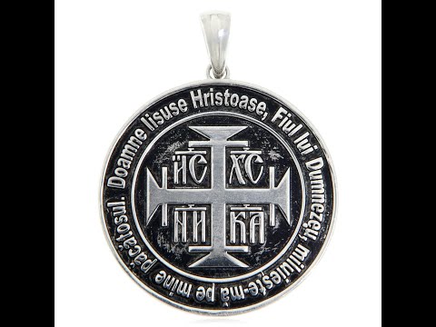  Pandantiv 3.5 cm Argint 925 - IC XC NI KA Iisus Hristos Invinge cu Rugaciunea Inimii