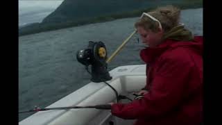 Nicky catching and cleaning her first halibut 2010 .