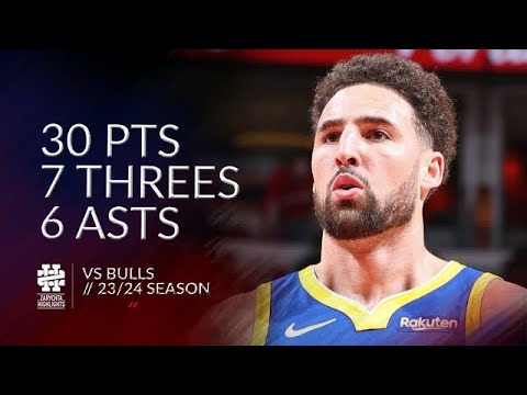 Klay Thompson 30 pts 7 threes 6 asts vs Bulls 23/24 season