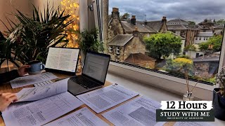 12 HOUR STUDY WITH ME | Background noise, 10 min Break, No music, Study with Merve 1