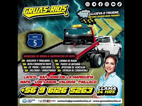 Grúas de Los Ríos Lanco San José de La Mariquina Máfil Los Lagos Valdivia Paillaco 24 Horas