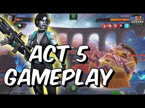 5 Star Domino Act 5 Gameplay - Brute Force + MODOK Boss Fight - Marvel Contest Of Champions