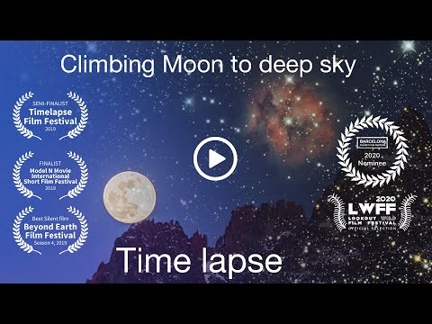 timelapse Climbing moon to deep sky