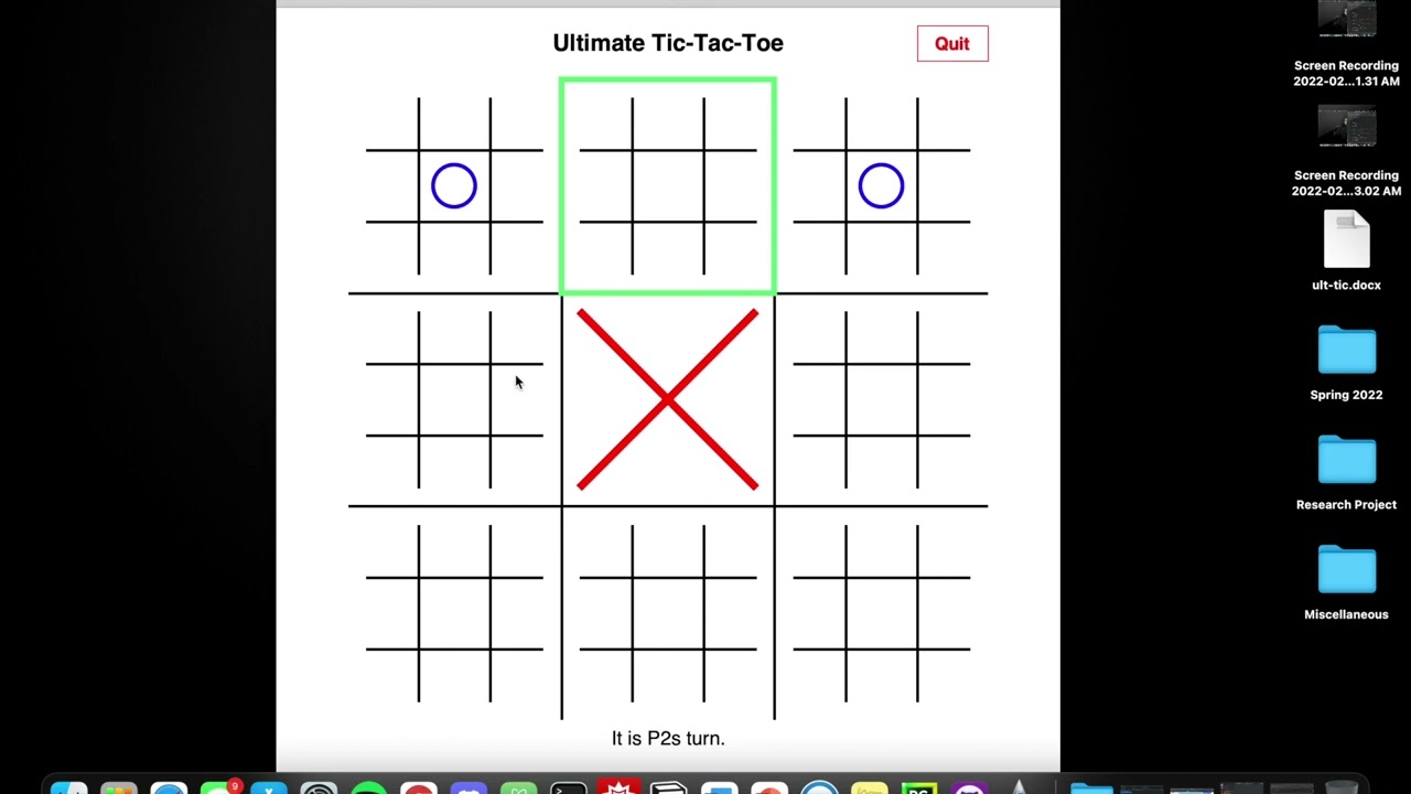 Ultimate Tic-Tac-Toe (Cuse Hacks 2022)