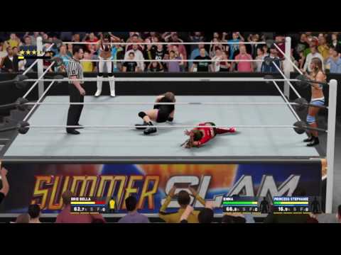 WWE 2K17 Emma,Princess Stephanie VS Brie Bella,Nikki Bella Elimination Tag Match