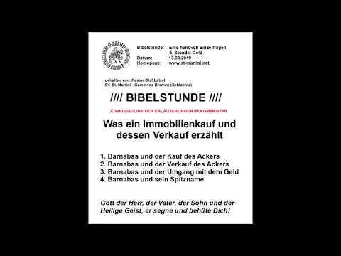 Bibelstunde vom 13.03.2019 - Eine handvoll Einzelfragen / 5. Stunde: Geld