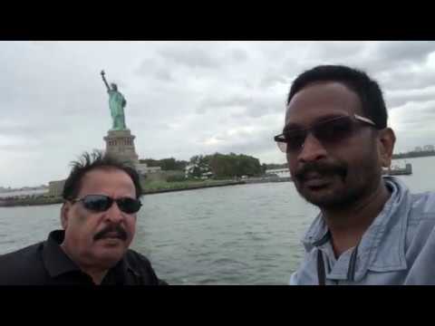 KM Veeresh And Sa Ra Govindu In New York Cruise - Statue of Liberty