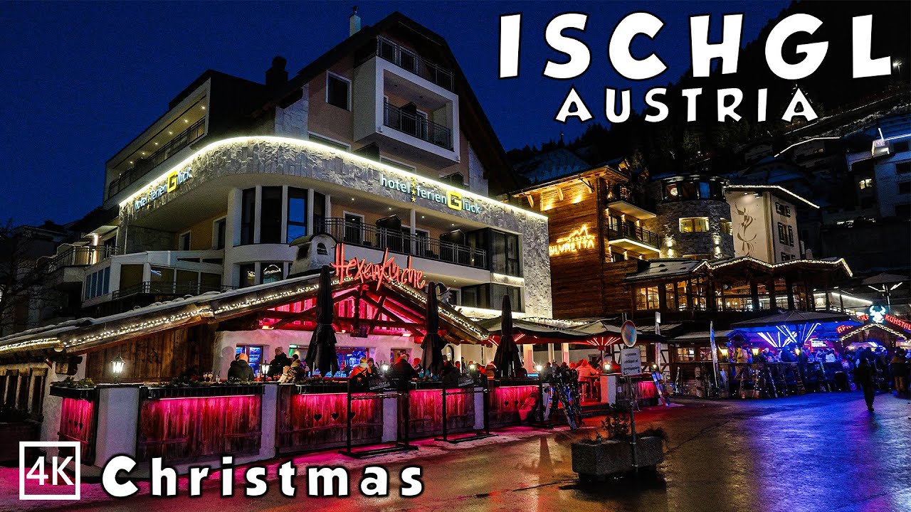 Ischgl Christmas Night Walk ❄️ Austria Winter Wonderland in 4K🎄