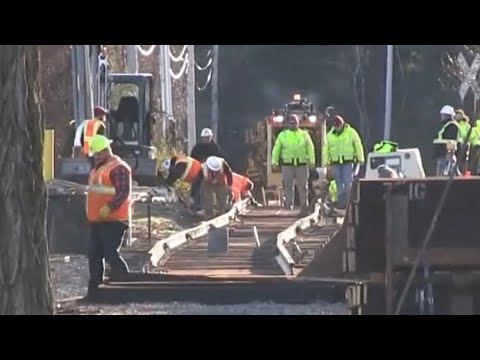 Abandoned railroad being rebuilt - Taunton, MA - 12/9/2022