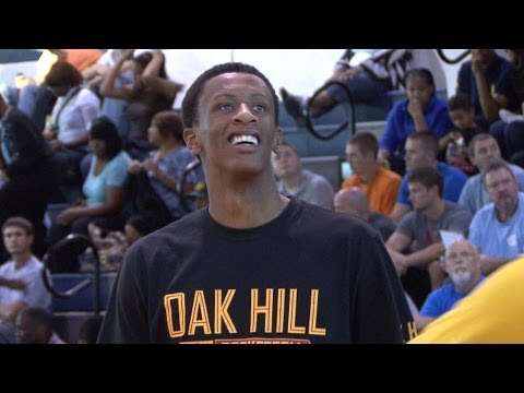 Oak Hill vs Hargrave Scrimmage - Indiana Commit Troy Williams goes off with Tom Crean in the stands