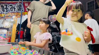 夏まつりで今年も豪遊しました！(大きな飴・バス釣り・宝石掬い等)【6歳・3歳1ヶ月】