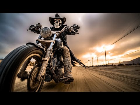 Skeleton Biker Rides the Desert Inferno | Dark Western Rock Music Video