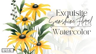 Painting Happiness:☀️Radiate Cheerful Sunshine with This Step-by-Step Black Eyed Susan Watercolor!