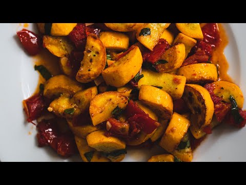 Summer Squash With Roasted Red Peppers and Fresh Basil