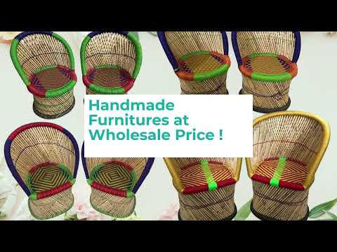 Handmade Bamboo Mudha Chairs Table Set