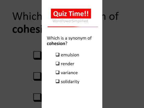 Which is a synonym of cohesion | Synonym quiz | Learn English #shorts