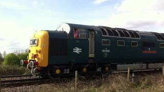 preview picture of video 'Deltic 55022 at Freemans Level Crossing with Alcan Trip'
