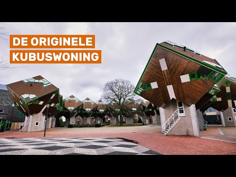 The cube house in Helmond is spacious, tilted, and very unique.