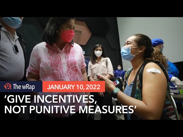 Robredo: Convince unvaccinated to get COVID-19 shots through incentives