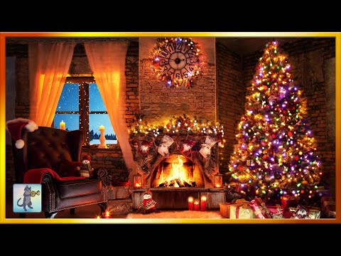 Cozy Christmas Ambience ~ Burning Fireplace & Soft Howling Winds (No Music)