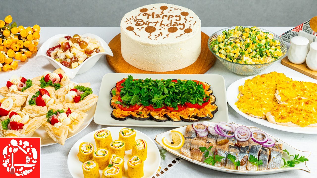 Меню на День Рождения - Готовлю 8 блюд. Праздничный стол: Салаты, Закуски, Горячее и Торт