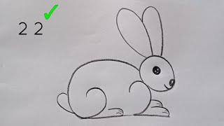 how to draw rabbit drawing from 22 number easy ste