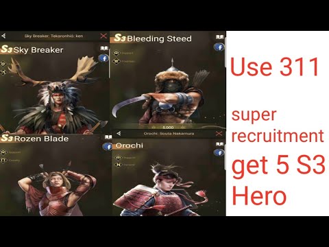 311 tickets recruit  5 s3 hero  . Rise of empire ice and fire