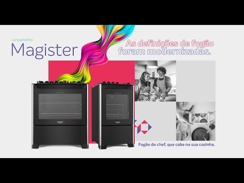 Video thumbnail of Fogão 5 Bocas Dako Magister Preto com Mesa de Vidro