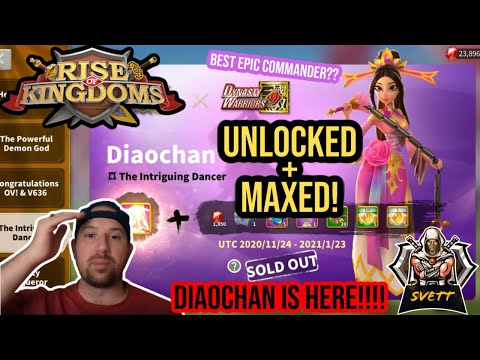 Rise of Kingdoms || DIAOCHAN IS HERE || UNLOCKED AND MAXED || SKILL REVIEW || BEST EPIC COMMANDER??