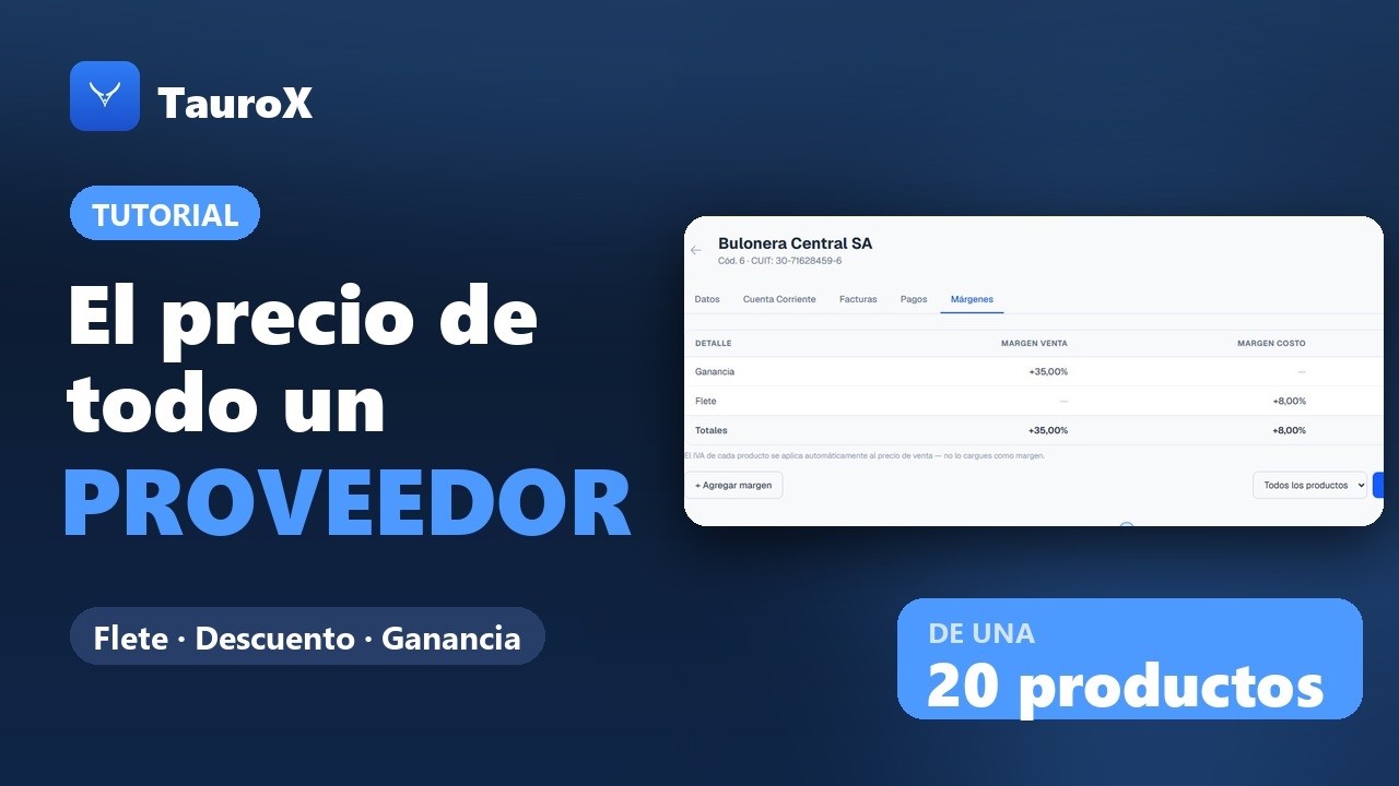Márgenes por proveedor: poné el precio de venta de todos sus productos de una vez