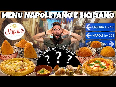 I EAT A MENU OF PIZZAS AND ARANCINI with SECRET FOOD CHALLENGE - (Naples VS Sicily) - MAN VS FOOD