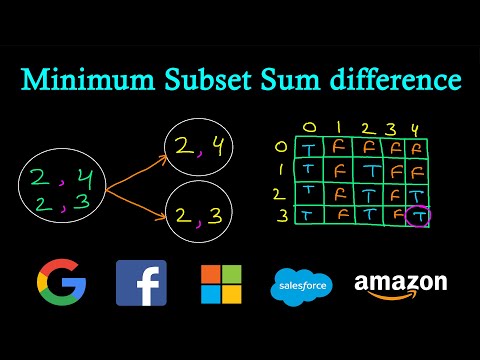 Minimum Subset Sum Difference Minimum Difference Subsets Dynamic Programming