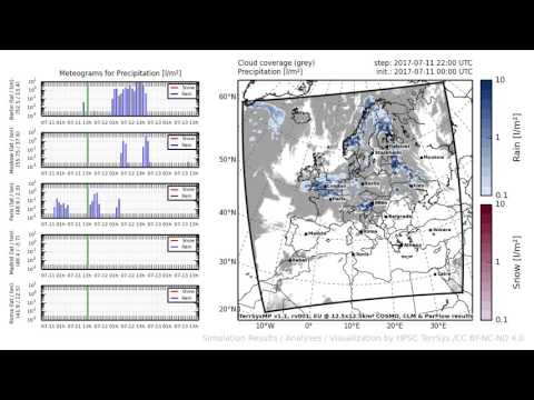 TerrSysMP monitoring run 2017-07-11 - precipitation - Europe (72h)