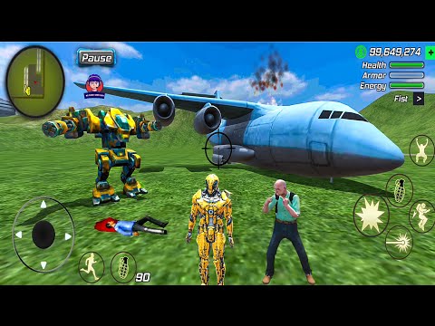 Super Crime Steel Iron Robot Gangster Vegas Town Simulator Flying Blue Plane #10 - Android Gameplay