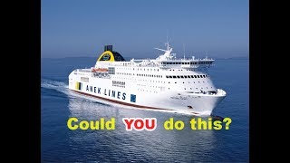 A skilled ANEK LINES Captain docks ferry at Pireaus port, Athens