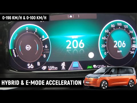 VW T7 Multivan (218 hp) | l 0-196 km/h (hybrid mode) + 0-100 km/h (electric mode) acceleration