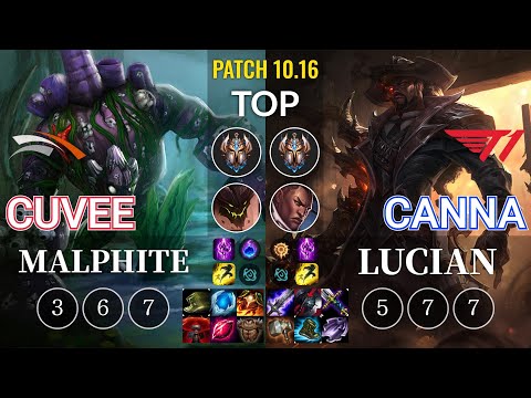 HLE CuVee Malphite vs T1 Canna Lucian Top - KR Patch 10.16