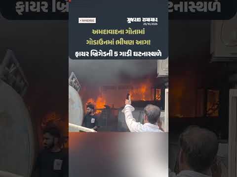 Ahmedabadના ગોતામાં ગોડાઉનમાં ભીષણ આગ! ફાયર બ્રિગેડની 5 ગાડી ઘટનાસ્થળે