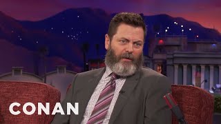 Nick Offerman Fell In Love With Megan Mullally’s Filthy Sense Of Humor  - CONAN on TBS