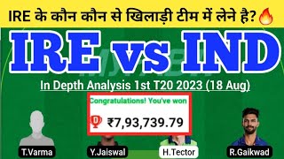 IRE vs IND Dream11 Team | IRE vs IND Dream11 1st T20|IND vs IRE Dream11 Team Today Match Prediction